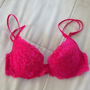 PINK Victoria's Secret Hot Pink Lace Bra